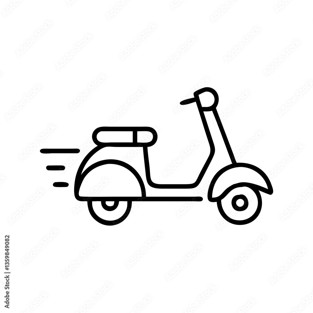Scooter Icon in Motion with Speed Lines Scooter Icon in Motion with Speed Lines