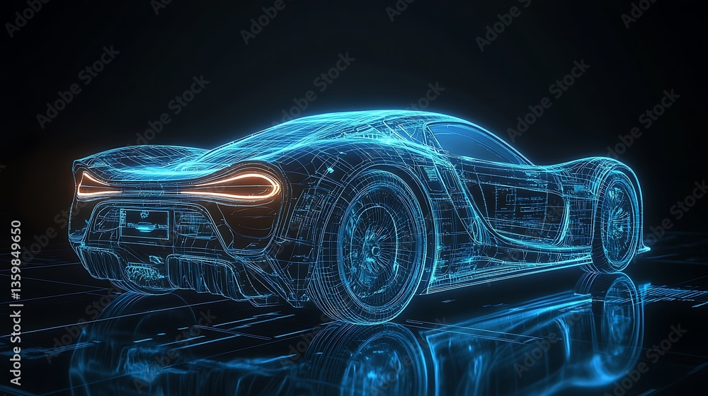 Fototapeta premium Modern Luxury Colored Car Race Design Concept Wallpaper Background 3d Rendering Generative Ai