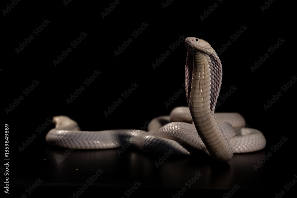 Fototapeta premium Monocled cobra on a black background