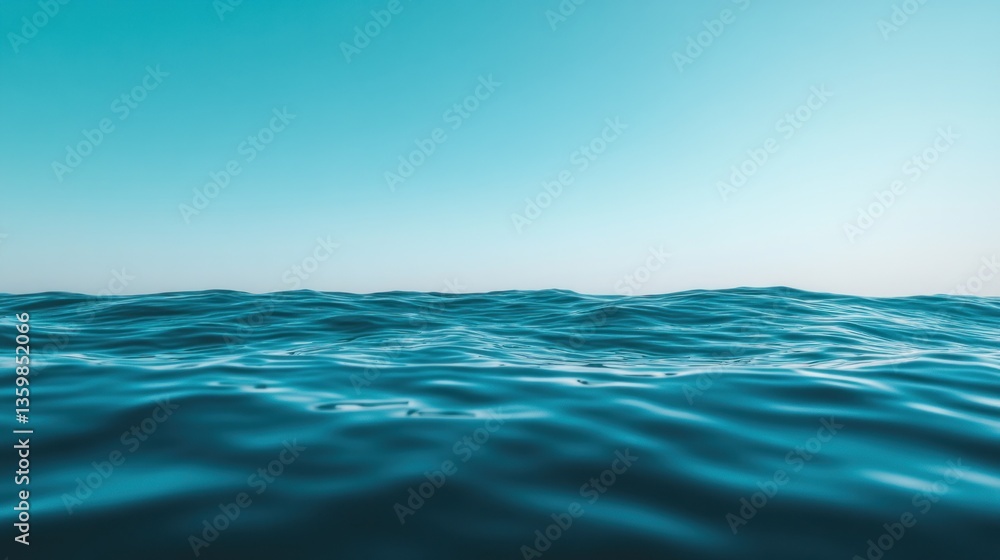 Fototapeta premium Serene Ocean Vista: A Tranquil Teal Seascape