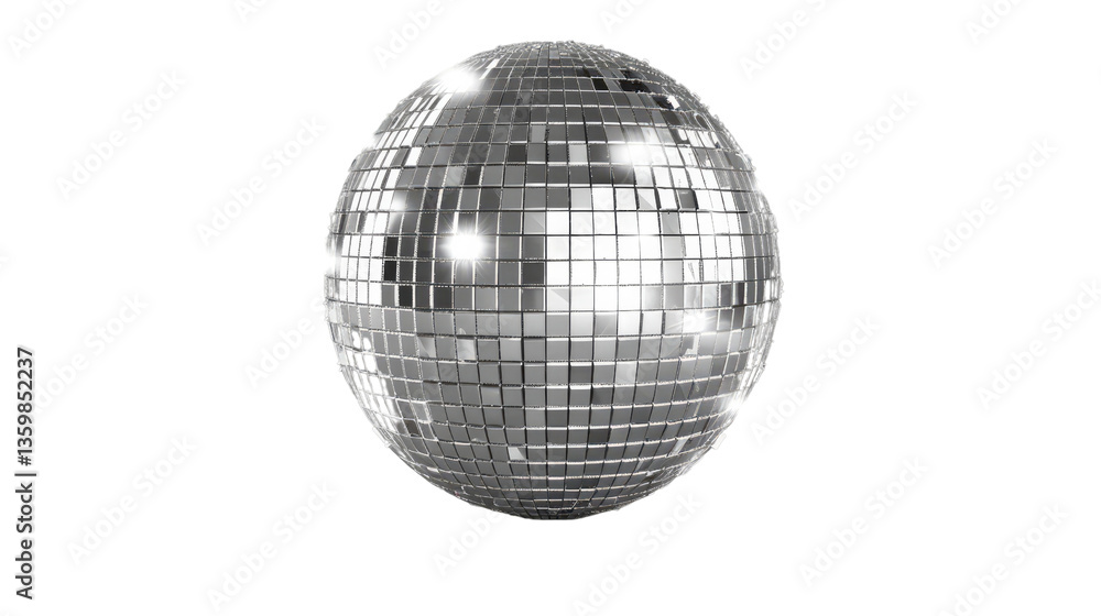 Fototapeta premium Sparkling Disco Ball: A glittering disco ball, reflecting ambient light and creating a dazzling effect, perfect for parties and nightlife.