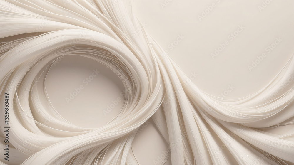 Obraz premium Artistic depiction of flowing fabric creating elegant curves in a neutral tone environment in a creative workspace