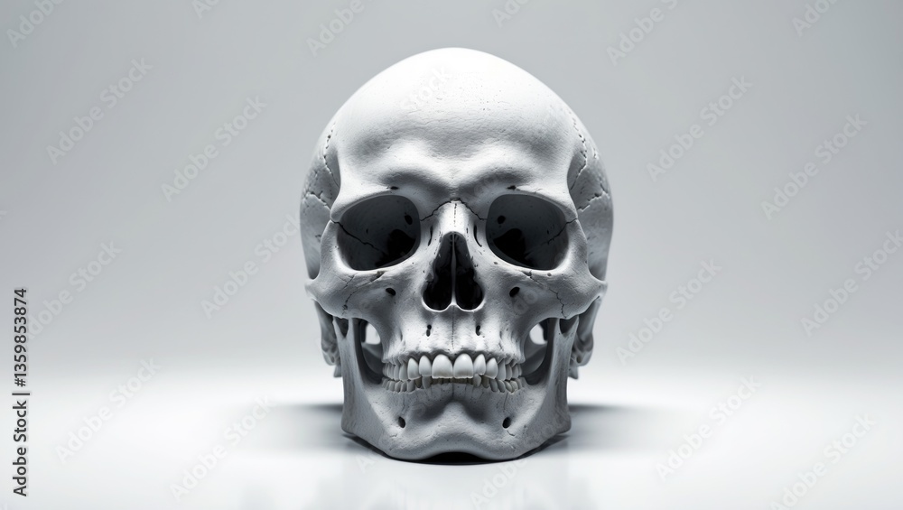 Obraz premium A depiction of a human skull set against a white background.