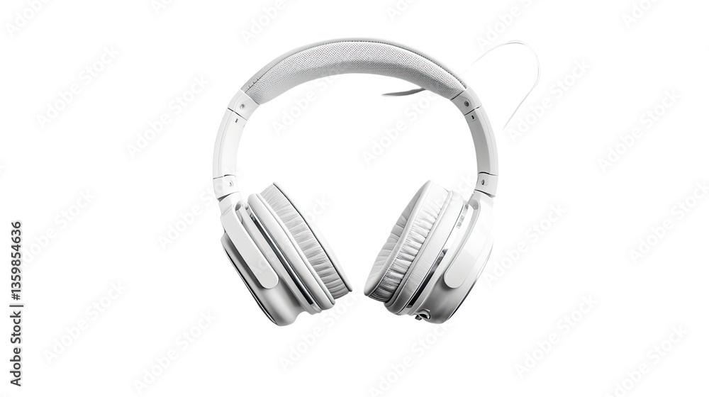 Audio Bliss: An elegant pair of pristine white headphones, isolated, invites listeners to immerse themselves in sound, and providing a sleek design and aesthetic appeal. Audio Bliss: An elegant pair of pristine white headphones, isolated, invites listeners to immerse themselves in sound, and providing a sleek design and aesthetic appeal.