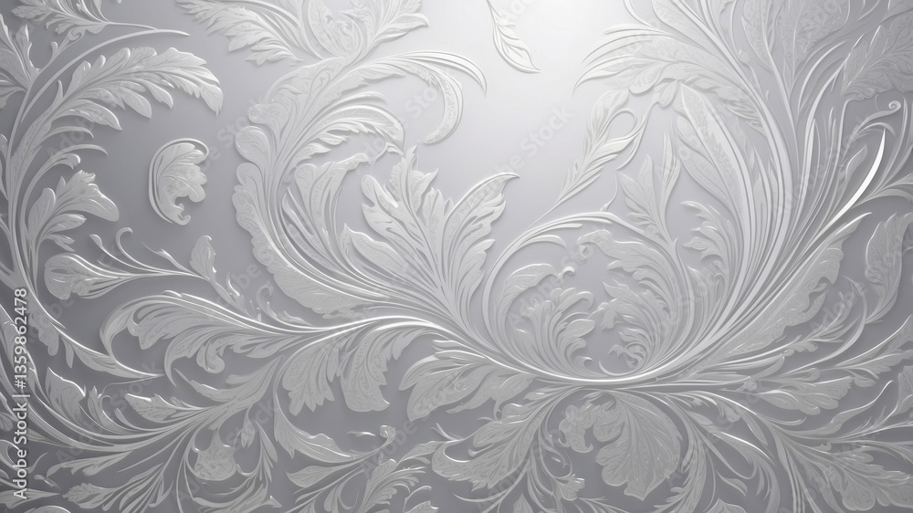 Fototapeta premium Elegant white floral design with intricate patterns on a subtle textured background