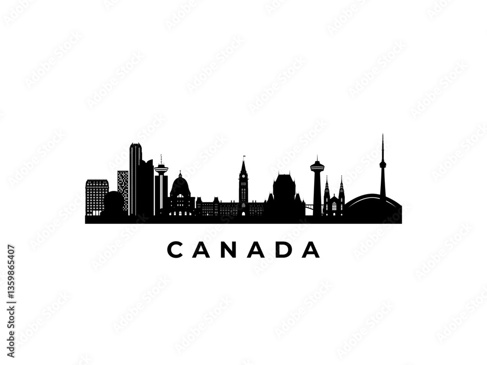 Fototapeta premium Vector Canada skyline. Travel Canada famous landmarks. Business and tourism concept for presentation, banner, web site.