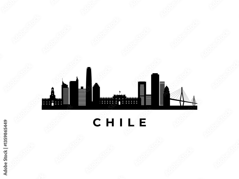 Fototapeta premium Vector Chile skyline. Travel Chile famous landmarks. Business and tourism concept for presentation, banner, web site.