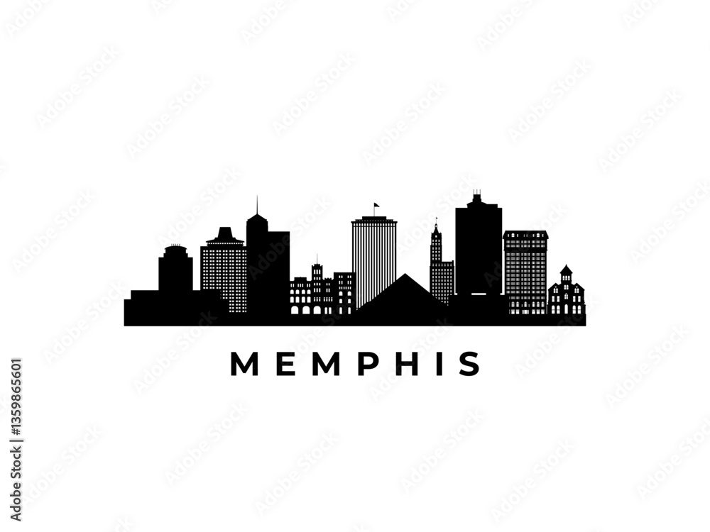 Naklejka premium Vector Memphis skyline. Travel Memphis famous landmarks. Business and tourism concept for presentation, banner, web site.