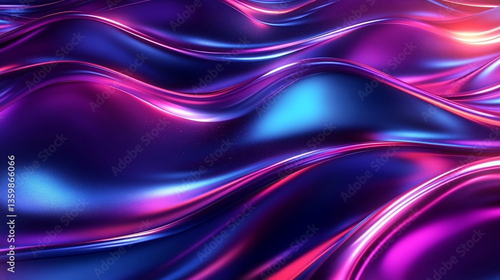 Fototapeta premium Abstract Purple and Blue Liquid Metal Waves Background
