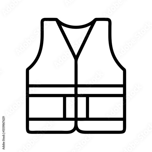 Safety vest icon in black outline on white background
