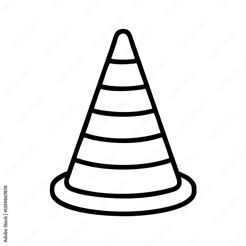 Traffic cone icon in black outline on white background Traffic cone icon in black outline on white background
