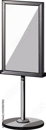 Side view of an ad stand or blank advertising board. Mockup template of ad signage easel