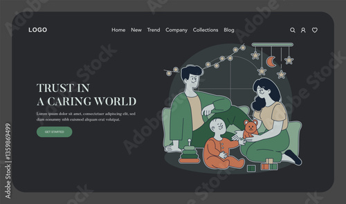 Authoritative Parenting Style. Flat Vector Illustration