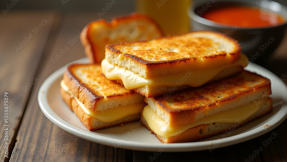 Delicious Flat Grilled Cheese Sandwiches with Crispy Edges & Tomato Soup: The Ultimate Comfort Food & Appetizer for Food Marketing & Menu Inspiration Delicious Flat Grilled Cheese Sandwiches with Crispy Edges & Tomato Soup: The Ultimate Comfort Food & Appetizer for Food Marketing & Menu Inspiration
