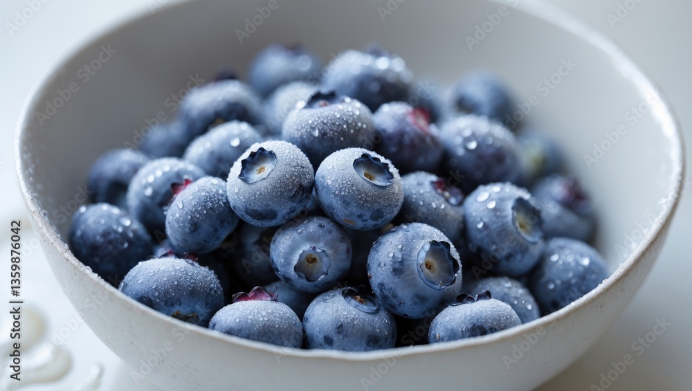 A close-up view of a bowl filled with fresh, organic blueberries. A close-up view of a bowl filled with fresh, organic blueberries.