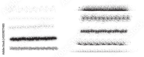 Paint spray noise of grains or brush dust and black sand particles, vector abstract shape effect. Wavy spray paint in graffiti ink style with grainy noise texture of black dots and rough dust. svg