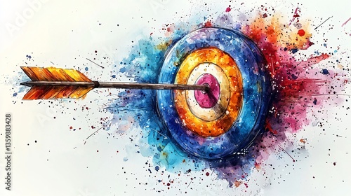 Colorful target and arrow
