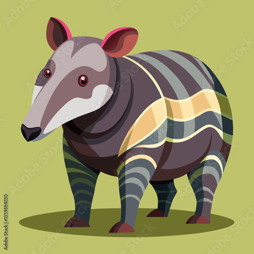 A detailed vector design of a tapir, perfect for wildlife-themed projects.