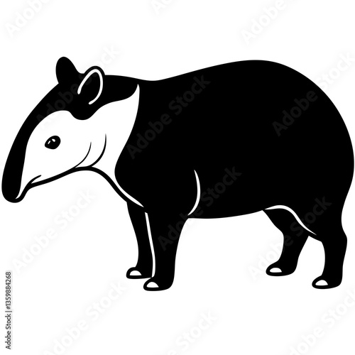 A detailed vector design of a tapir, perfect for wildlife-themed projects.