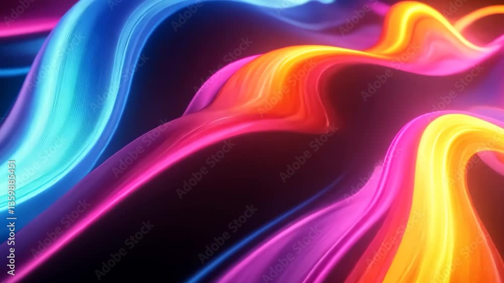 custom made wallpaper toronto digitalColorful Abstract Flowing Lines in Neon Gradient, Futuristic Digital Background
