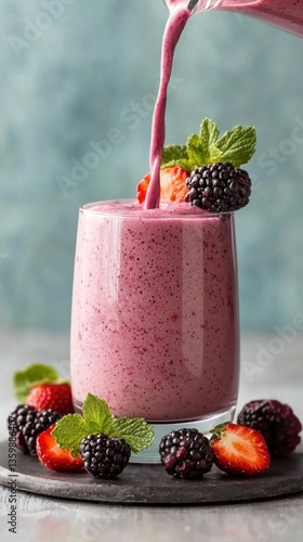 Berry smoothie being poured (1)