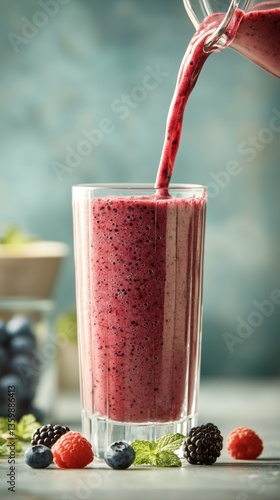 Berry smoothie being poured