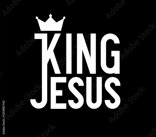 King Jesus, christian t-shirt design. Hoodie design for youth camp or junior service in church. Vector illustration