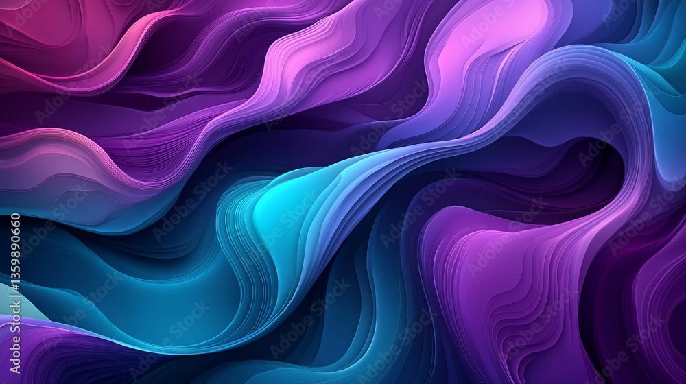 Obraz premium Abstract Purple and Teal Layered Wave Design