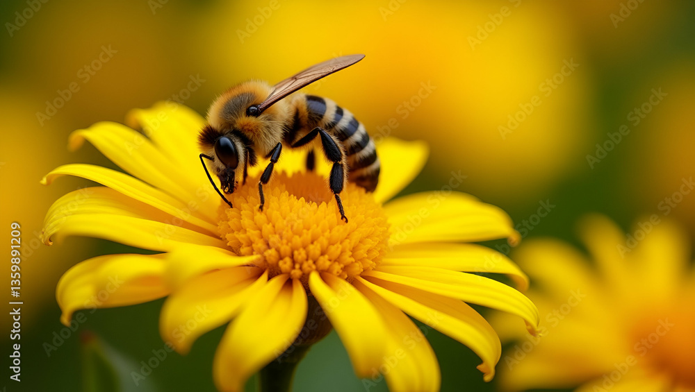 Bee gathers nectar from yellow chrysanthemum flowers in autumn garden showcasing pollination and natures cycle. concept as Bee gathers nectar from yellow chrysanthemum flowers in autumn garden showcas Bee gathers nectar from yellow chrysanthemum flowers in autumn garden showcasing pollination and natures cycle. concept as Bee gathers nectar from yellow chrysanthemum flowers in autumn garden showcas