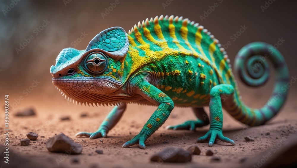 Fototapeta premium Yemen chameleon, also known as veiled chameleon (Chamaeleo calyptratus).