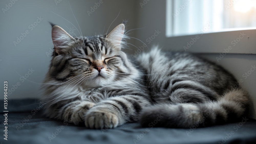 Cute little ginger kitten of the American curl breed is comfortably settled in the fluffy pet and sleeping happily in the morning. Cute little ginger kitten of the American curl breed is comfortably settled in the fluffy pet and sleeping happily in the morning.