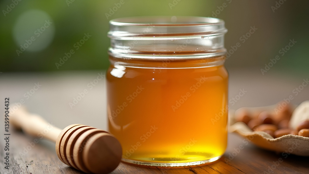 Artisanal Honey Jar with Wooden Dipper: Natural Sweetness & Wellness Artisanal Honey Jar with Wooden Dipper: Natural Sweetness & Wellness