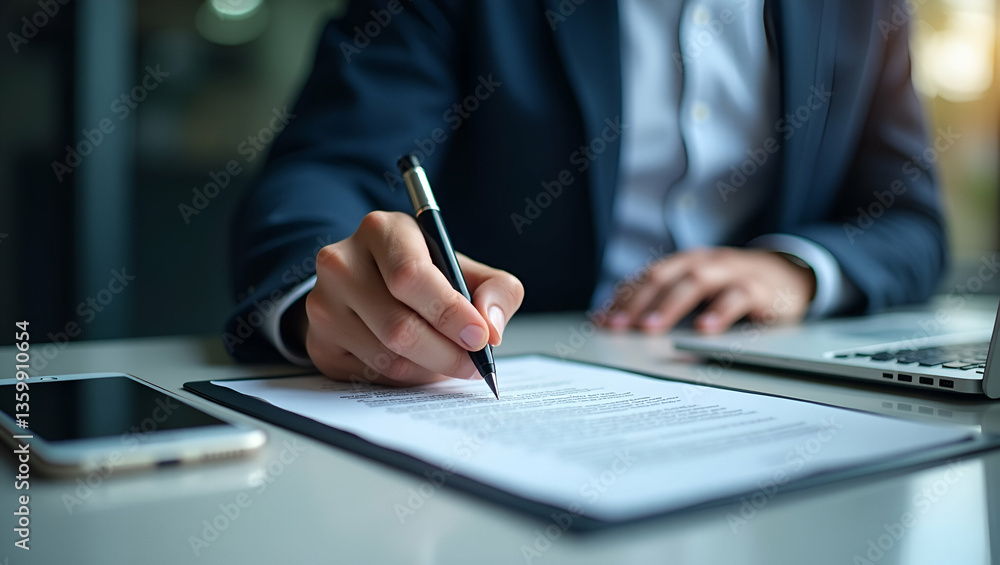 Businessman Signing Digital Contracts on Laptop: Smart Agreements & Transactions Businessman Signing Digital Contracts on Laptop: Smart Agreements & Transactions