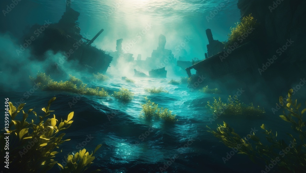 Fototapeta premium A digitally created image of an underwater scene