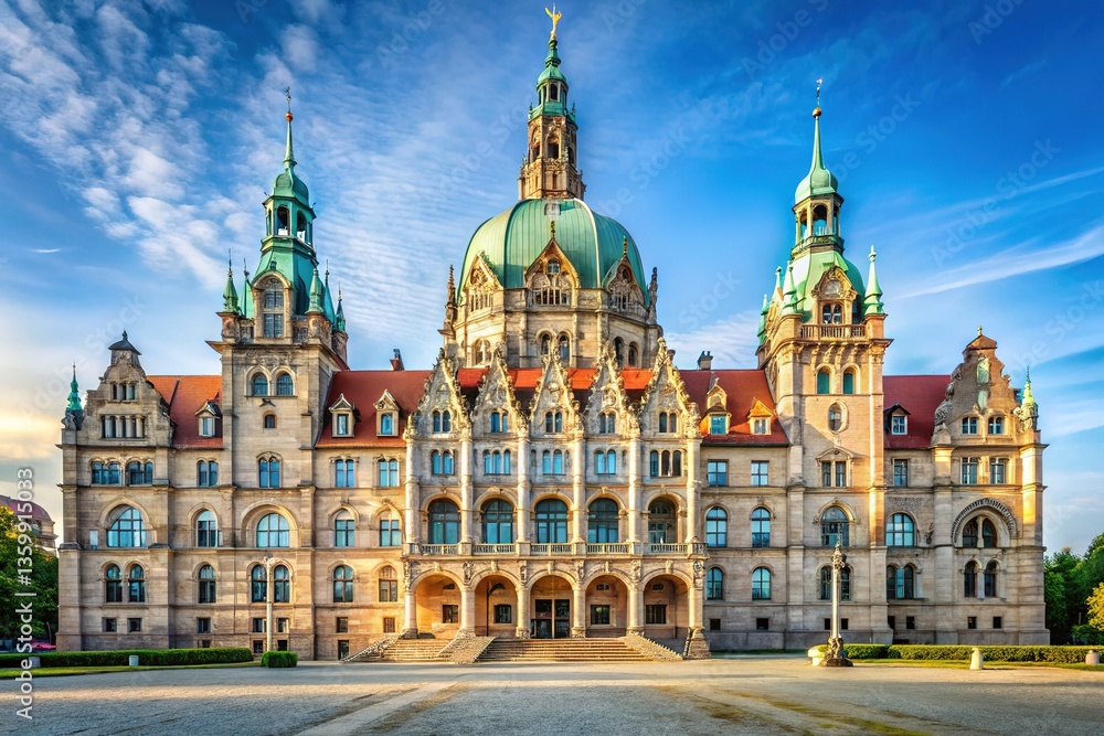 Fototapeta premium Hannover New Town Hall Architectural Exterior AI Photo