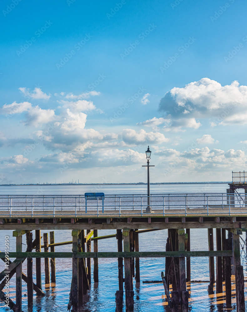 Fototapeta premium Wooden pier and wide river.