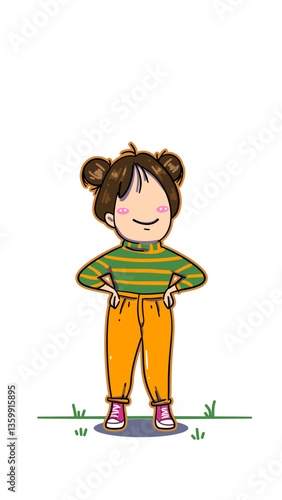 Little girl with pigtails