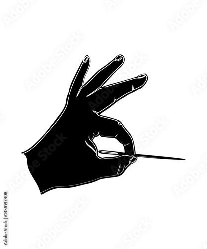 sewing needle icon filled with black