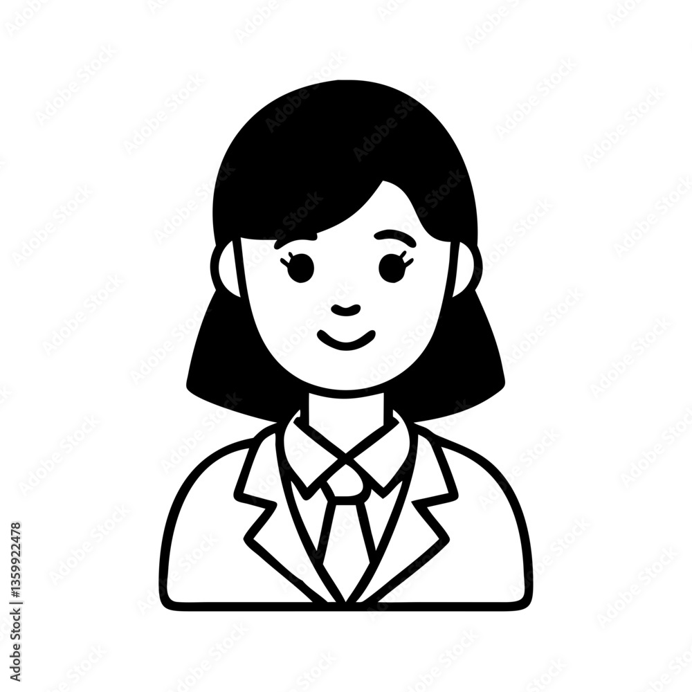 Business women with hand drawn illustration Business women with hand drawn illustration