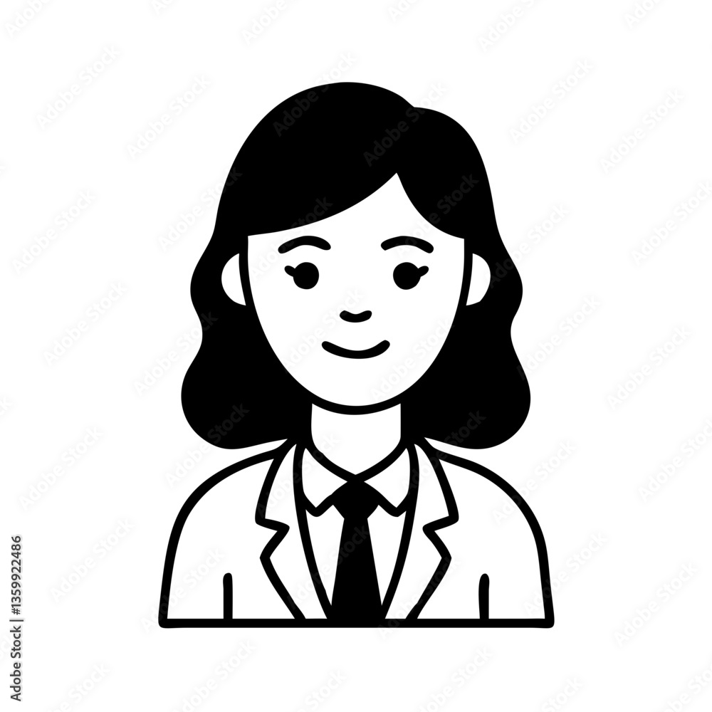 Business women with hand drawn illustration Business women with hand drawn illustration