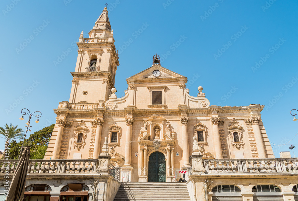 Fototapeta premium The Cathedral of San Giovanni Battista, located in the center of Ragusa, Sicily, Italy