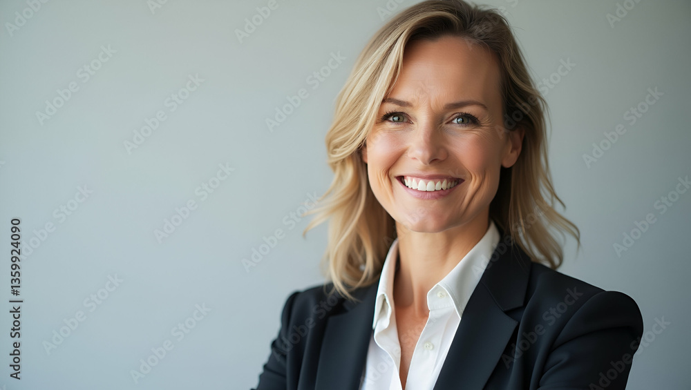 Happy and Smiling Mature 50-Year-Old Female Psychologist: Close-Up Headshot of a Sophisticated Businesswoman Isolated on Grey Background for Stock Photo Advertising Products and Services Happy and Smiling Mature 50-Year-Old Female Psychologist: Close-Up Headshot of a Sophisticated Businesswoman Isolated on Grey Background for Stock Photo Advertising Products and Services