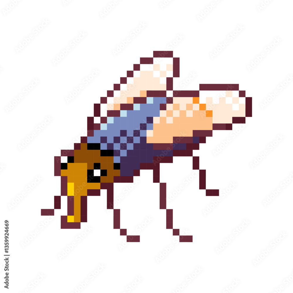 Pixel art illustration Fly. Pixelated Fly. Common insect pixelated for the pixel art game and icon for website and video game. Pixel game asset. Pixel art illustration Fly. Pixelated Fly. Common insect pixelated for the pixel art game and icon for website and video game. Pixel game asset.