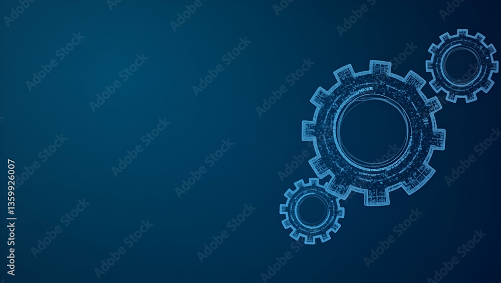 Flat ESG Banner Web Icon: Business Organization Environment Social Governance with Cogs Gear Wheel Mechanisms in Low Polygonal Blue Mesh Design Flat ESG Banner Web Icon: Business Organization Environment Social Governance with Cogs Gear Wheel Mechanisms in Low Polygonal Blue Mesh Design