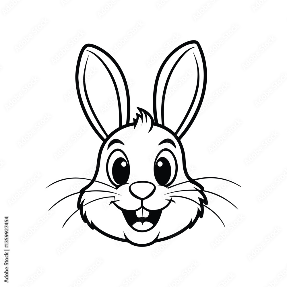 A line art vector drawing of a cheerful rabbit head1.eps A line art vector drawing of a cheerful rabbit head1.eps