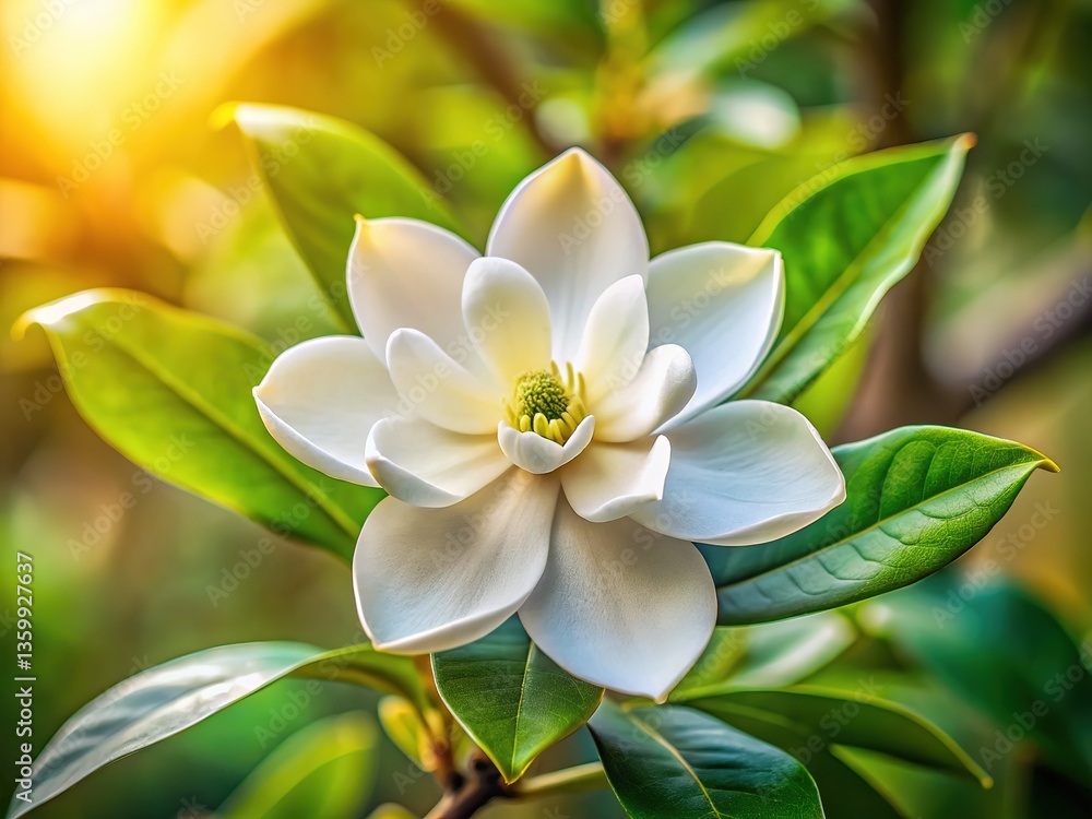 Fototapeta premium White Magnolia Blossom, Spring Floral, Nature Photography