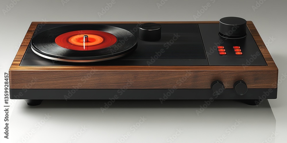 Fototapeta premium Vintage turntable with a modern design showcasing craftsmanship and elegance in a studio setting