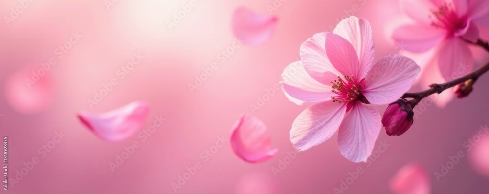 Soft pink sakura petals drifting lazily in air, falling, delicate, calm colors Soft pink sakura petals drifting lazily in air, falling, delicate, calm colors
