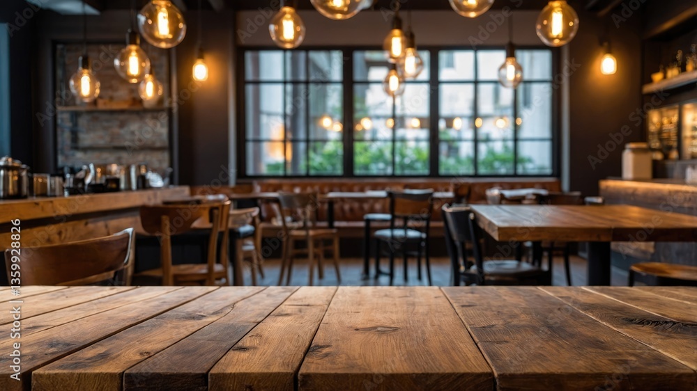 Unoccupied wooden tabletop in front of a blurred background. You can showcase or promote your products with a coffee cafe featuring perspective wood and bokeh. A mock-up for product presentation. Unoccupied wooden tabletop in front of a blurred background. You can showcase or promote your products with a coffee cafe featuring perspective wood and bokeh. A mock-up for product presentation.