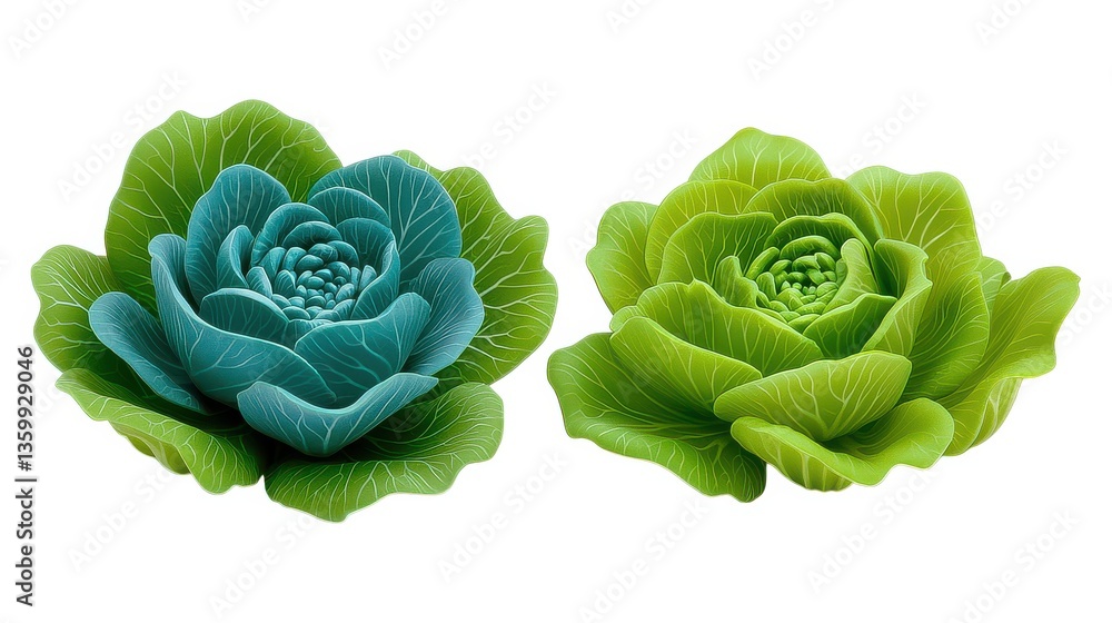 Obraz premium Vibrant flowers bloom, showcasing delicate petals with green and blue hues. Aqua accents enhance nature's beauty.